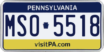 PA license plate MSO5518