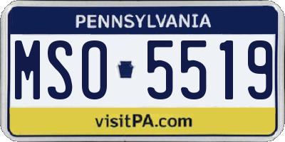 PA license plate MSO5519