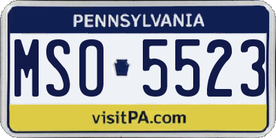 PA license plate MSO5523
