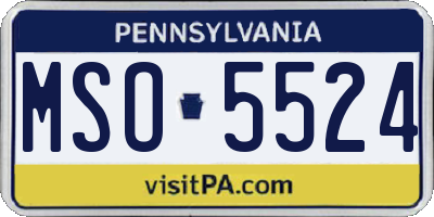 PA license plate MSO5524