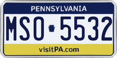 PA license plate MSO5532
