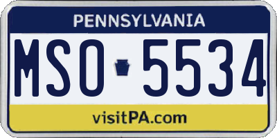 PA license plate MSO5534