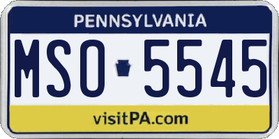 PA license plate MSO5545