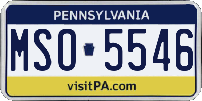 PA license plate MSO5546
