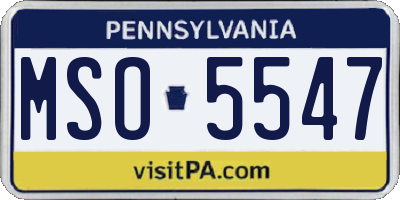 PA license plate MSO5547