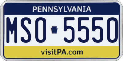 PA license plate MSO5550
