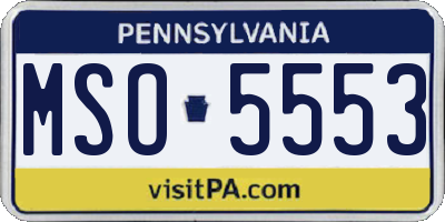 PA license plate MSO5553