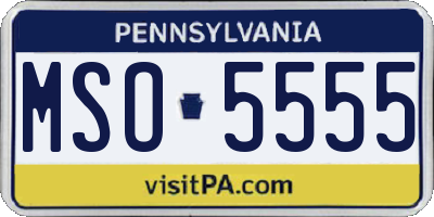 PA license plate MSO5555