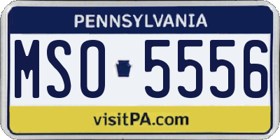 PA license plate MSO5556
