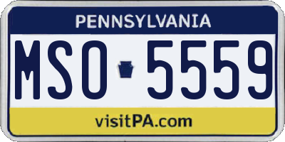 PA license plate MSO5559