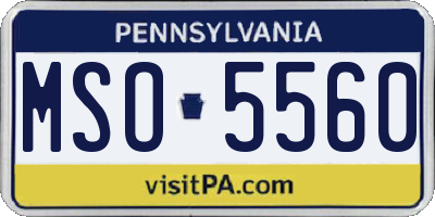 PA license plate MSO5560