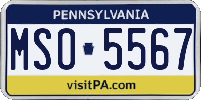 PA license plate MSO5567