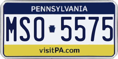 PA license plate MSO5575