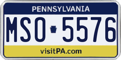 PA license plate MSO5576