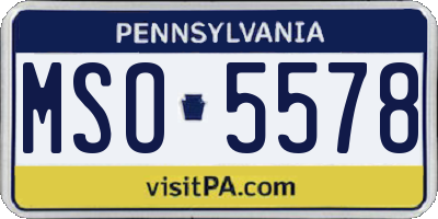 PA license plate MSO5578