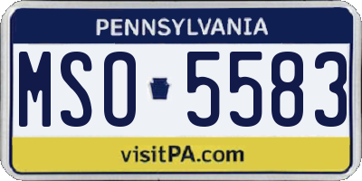 PA license plate MSO5583