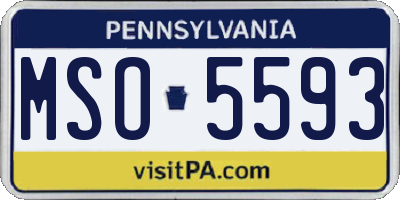 PA license plate MSO5593