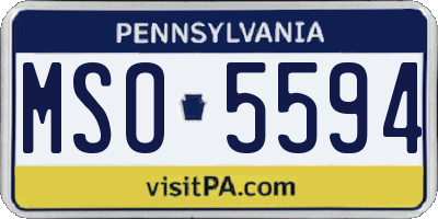 PA license plate MSO5594