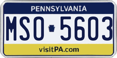 PA license plate MSO5603