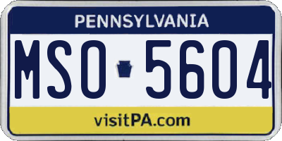 PA license plate MSO5604