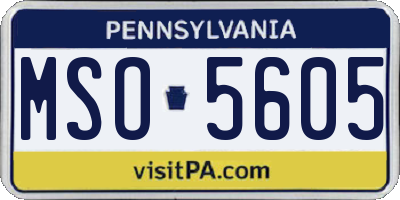 PA license plate MSO5605