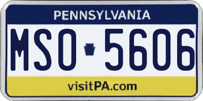 PA license plate MSO5606