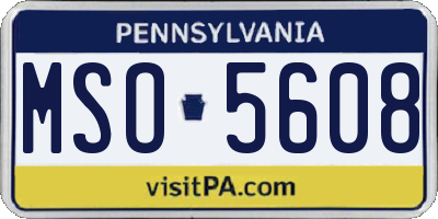 PA license plate MSO5608