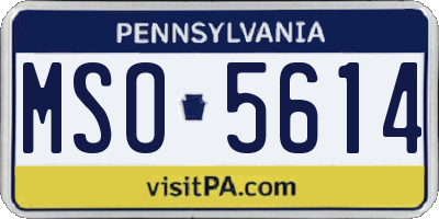 PA license plate MSO5614