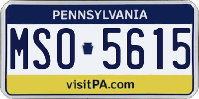 PA license plate MSO5615