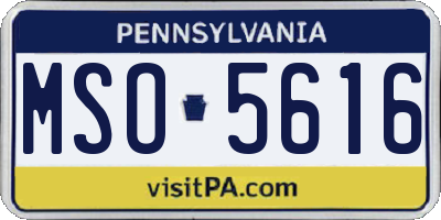 PA license plate MSO5616