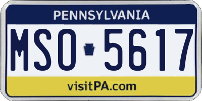PA license plate MSO5617