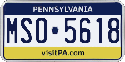 PA license plate MSO5618