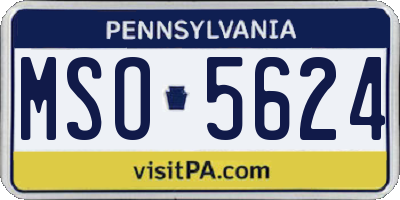 PA license plate MSO5624
