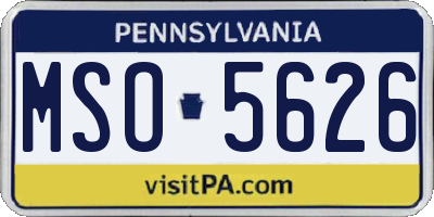 PA license plate MSO5626