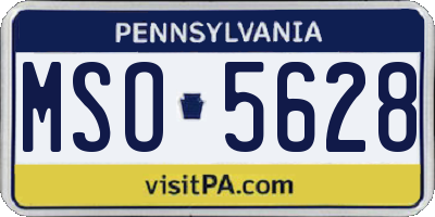PA license plate MSO5628