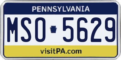 PA license plate MSO5629