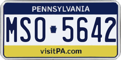 PA license plate MSO5642