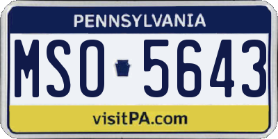 PA license plate MSO5643