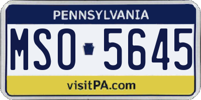 PA license plate MSO5645