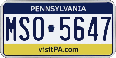 PA license plate MSO5647