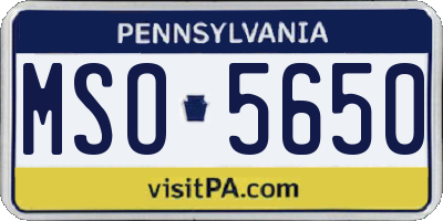 PA license plate MSO5650