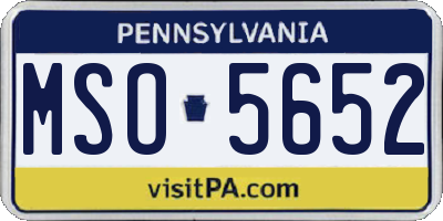 PA license plate MSO5652
