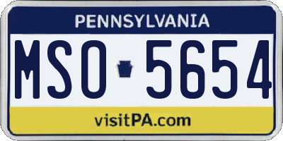 PA license plate MSO5654