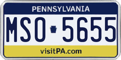 PA license plate MSO5655
