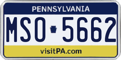 PA license plate MSO5662