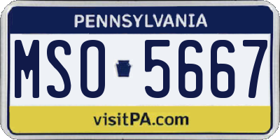 PA license plate MSO5667