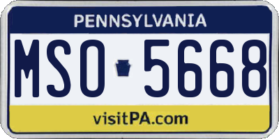 PA license plate MSO5668