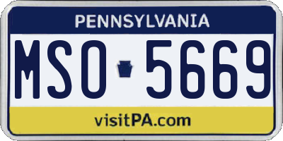 PA license plate MSO5669