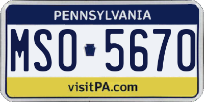 PA license plate MSO5670