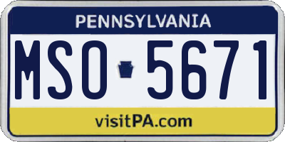 PA license plate MSO5671